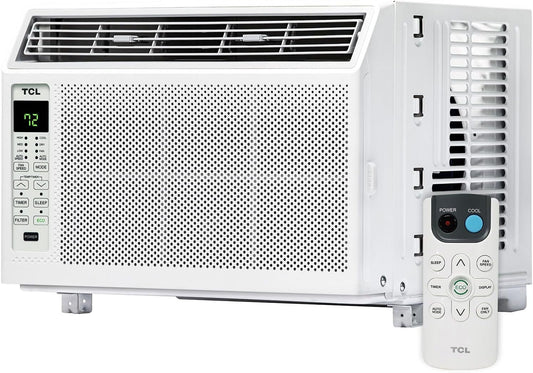 TCL H6W23W 6,000, 115V, AC for Rooms Unit 6000 BTU Window Air Conditioner, Fan & Dehumidifier, 250 Sq. Ft, Remote Control, Easy-to-Use, Reusable Filter, White
