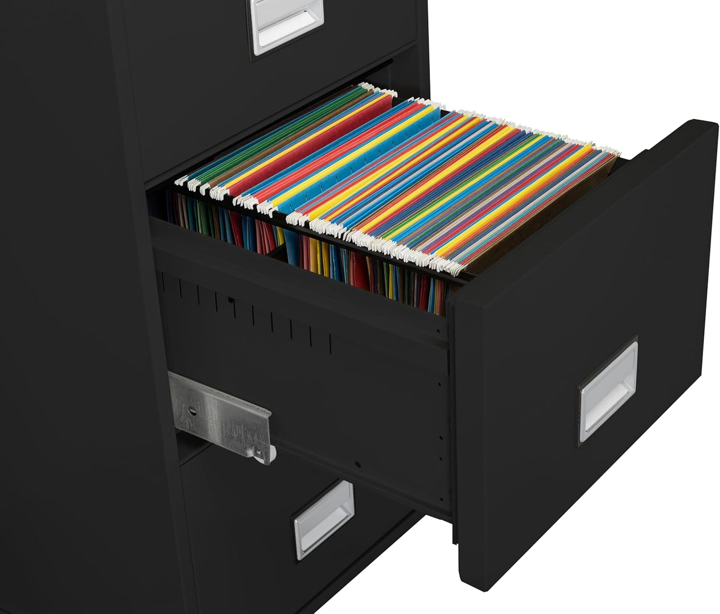 25 inch 4-Drawer Vertical Fireproof File Cabinet – Legal and Letter Size Filing – Key Lock – Water Resistant Seal – Fire and Impact Rated – Black Finish – Model LGL4W25B
