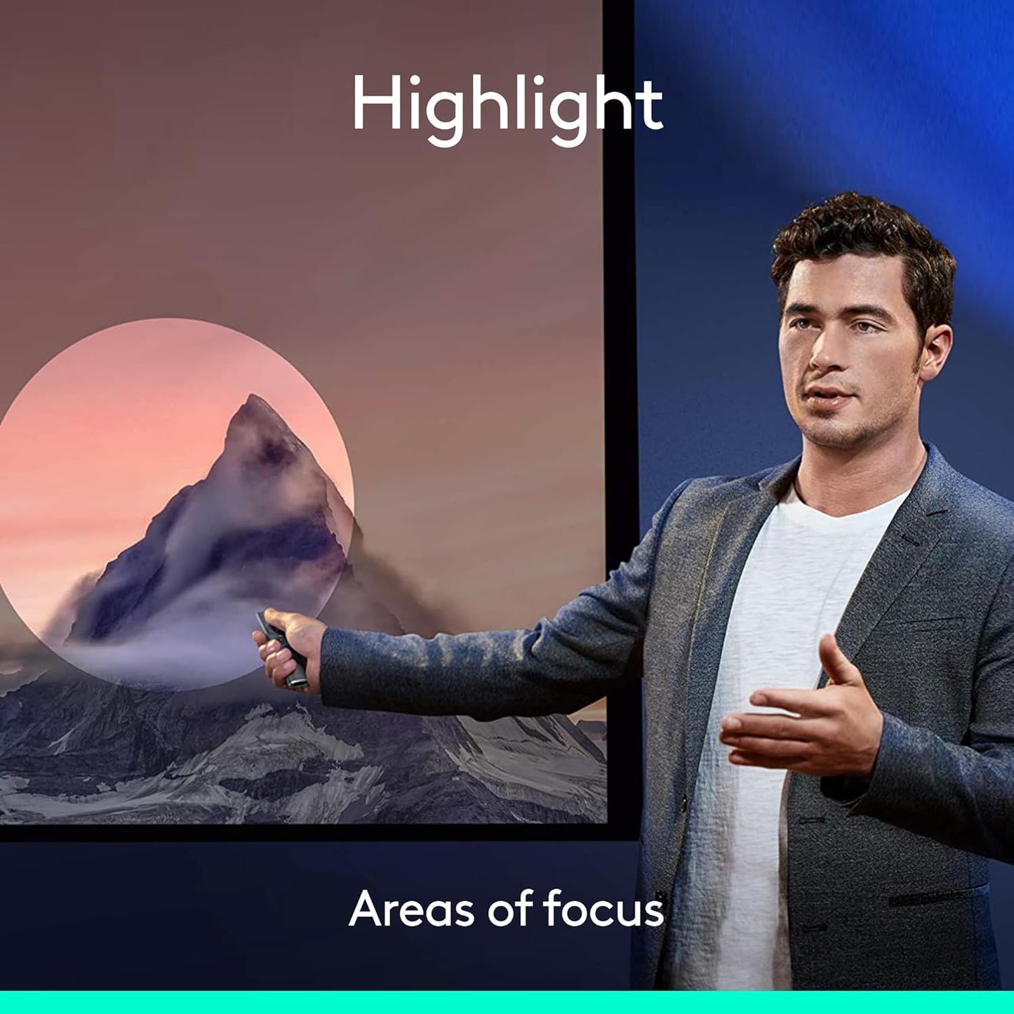 Logitech Spotlight Presentation Remote - Universal Wireless Presentation Clicker with Laser Pointer, Advanced Digital Highlighting, Bluetooth, 30 m Range and Quick Charging - Gold