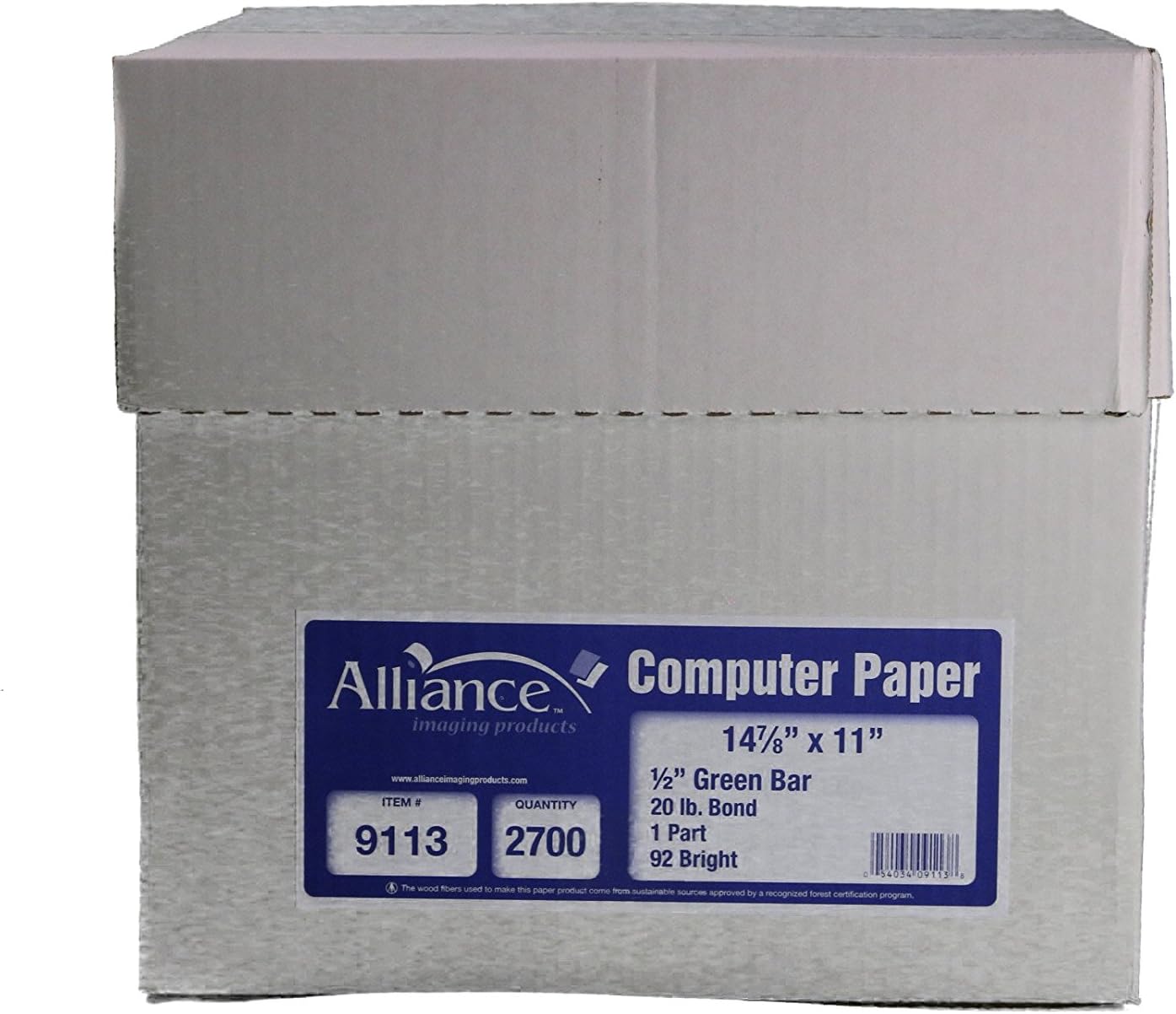 Alliance Continuous Carbonless Computer Paper 9.5 x 11, Blank Left and Right Perforated, 15 lb (2-Pt W/C 1700/Ctn 80 Ctns/Pallet)