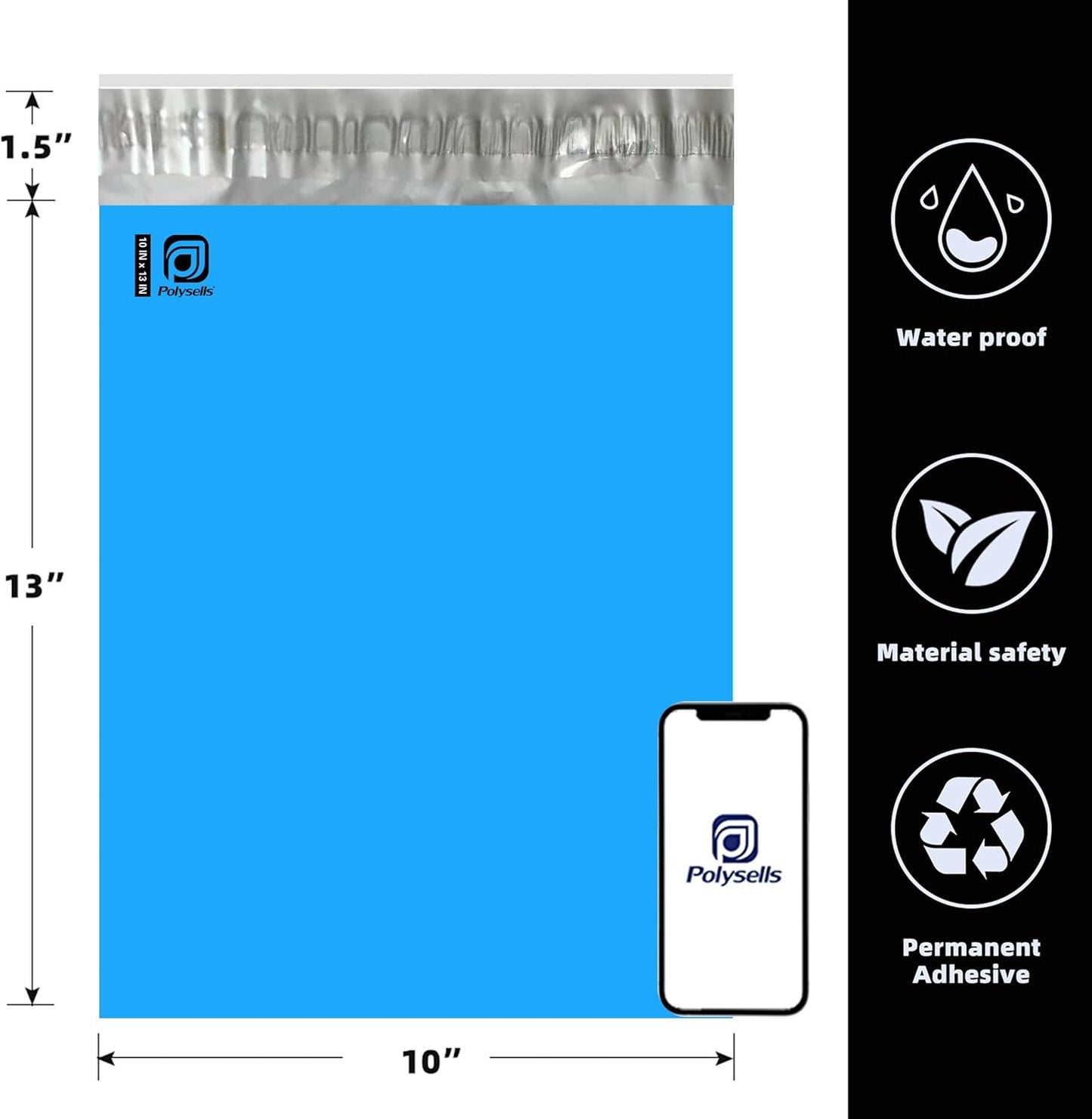 POLYSELLS 4000 pcs 10x13 Inches Blue Poly Mailers Shipping Envelopes, Strong Adhesive Sealing, Waterproof, and Tear-resistant Postal Mailing Bags for Clothing, Books, and Accessories