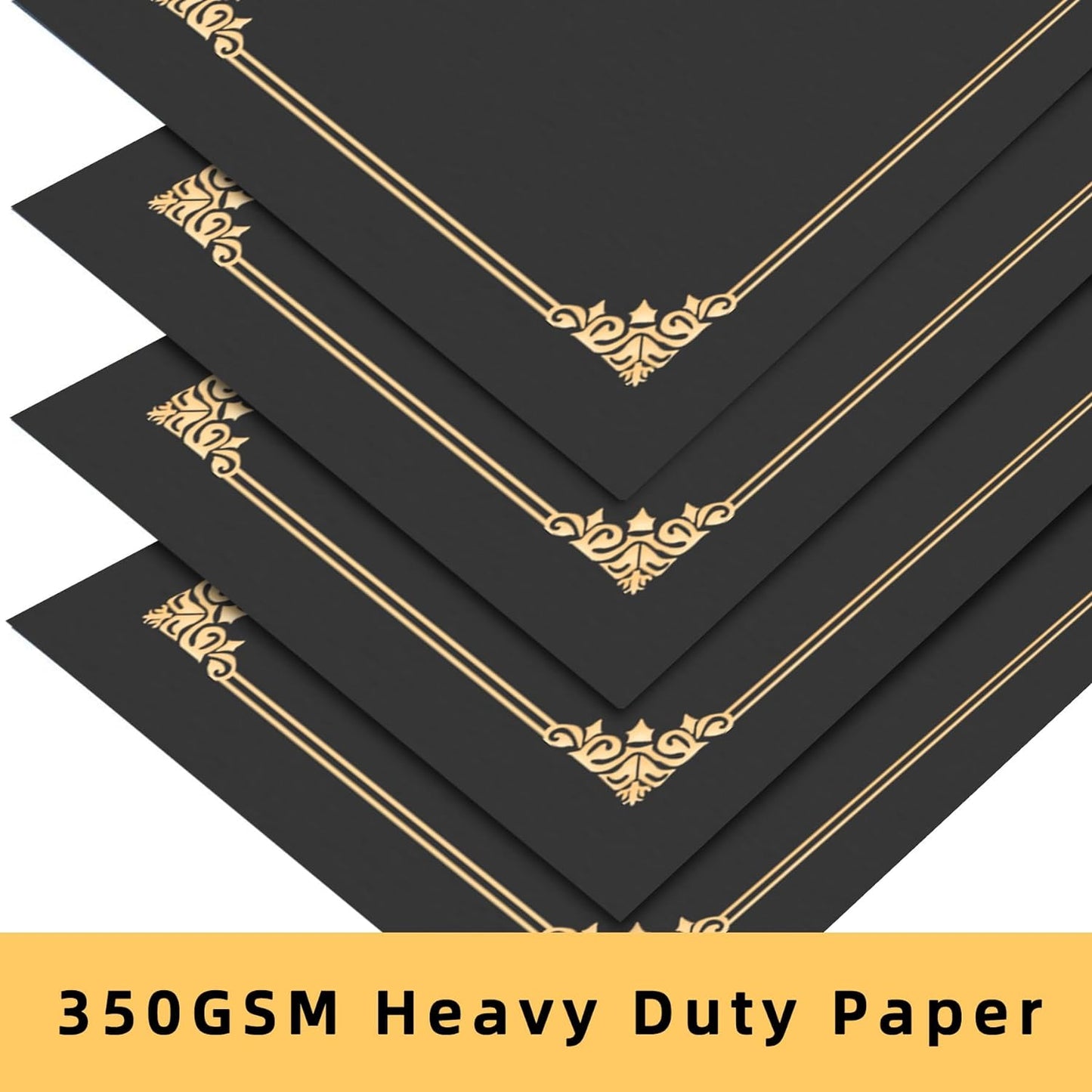 HAUTOCO 50 Pcs Certificate Holders, Black Diploma Folders Document Covers with Gold Foil Border for Letter Size 8.5x11 Cardstock, Award, Graduation