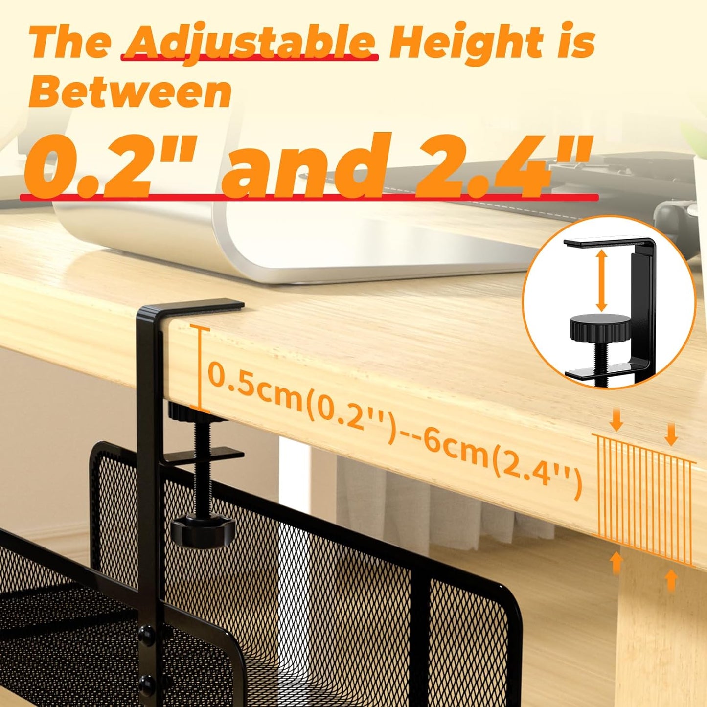 Under-Desk Cable Organizer Tray - Wire Management Box with Cord Organizer and Raceways for Office & Home - No Desk Damage, No Drill
