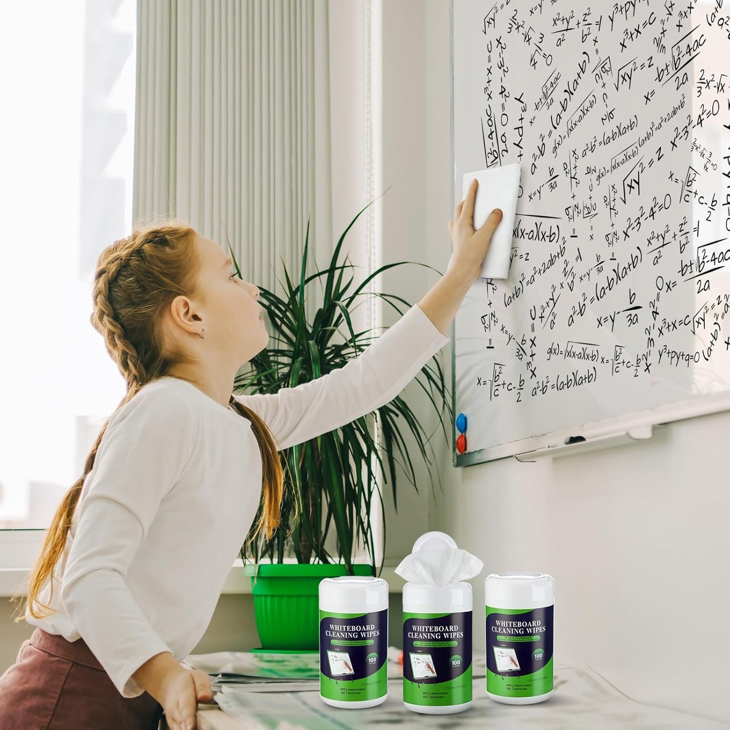 3 Pack Dry Erase Wipes 300 Pcs Whiteboard Cleaning Wipes Wet Whiteboard Cleaner Classroom Teacher Supplies, 100 Pcs Per Canister