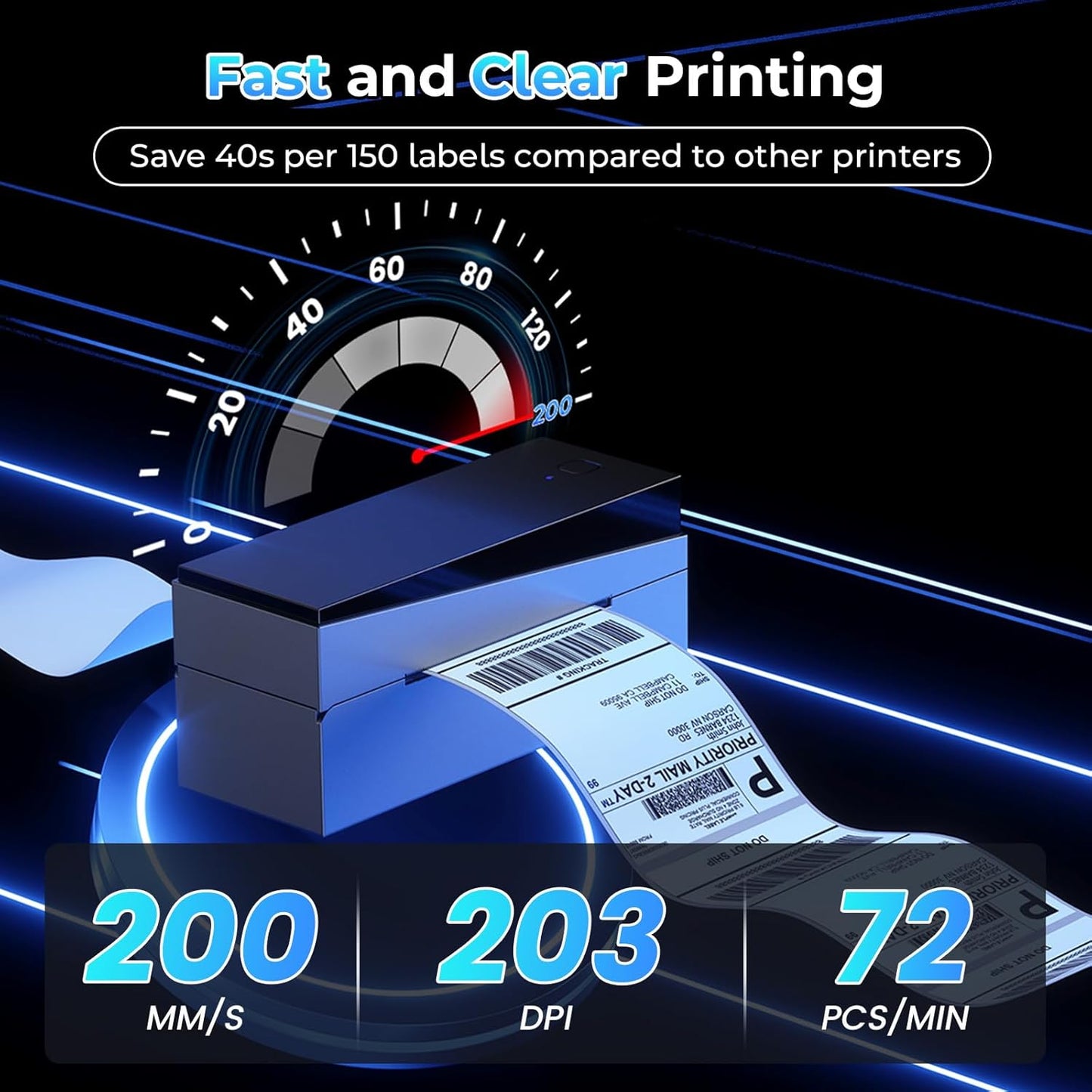 Bluetooth Shipping Label Printer 4x6, 249BT Thermal Label Printer 4x6 for Small Business, Shipping Packages, Office, Home, Compatible with Android iPhone iPad Windows macOS Chrome USPS Etsy