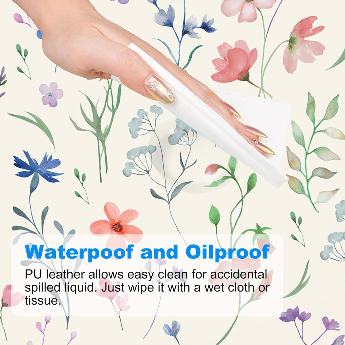 Desk Mat, Colorful Watercolor Floral Large Gaming Mouse Pad with Non-Slip Base Stitched Edges,Desk pad for Keyboard and Mouse Home Office 35.4"x15.7"