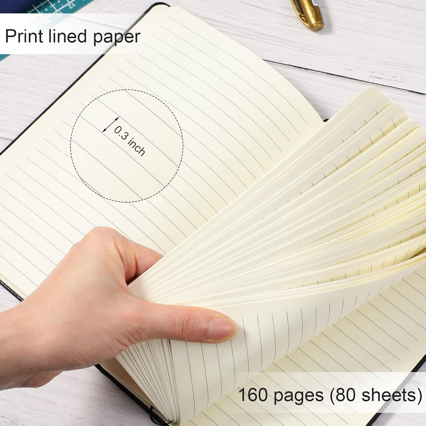 Honoson 20 Pack Lined Journal Notebooks A5 Hardcover Executive Notebook 5.5" x 8.3" PU Leather Wide Ruled Journals Bulk with Elastic Band for Home Business Office School Supplies(Black)