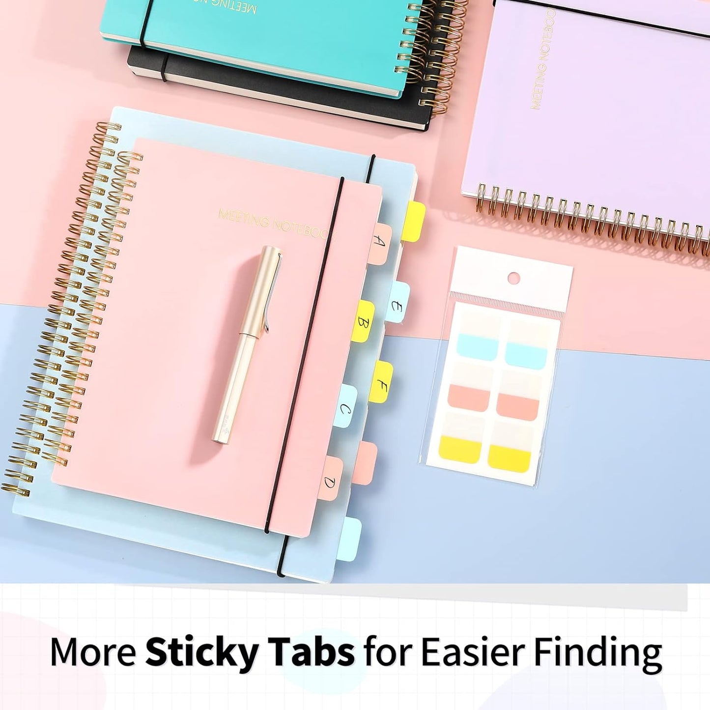 SUNEE Meeting Notebook for Work with Action Items - 160 Pages, A4 Size Project Planner, Spiral Meeting Agenda/Minutes Notebook Organizer for Women Men, Note Taking, Office & Business, 8.5"x11", Purple