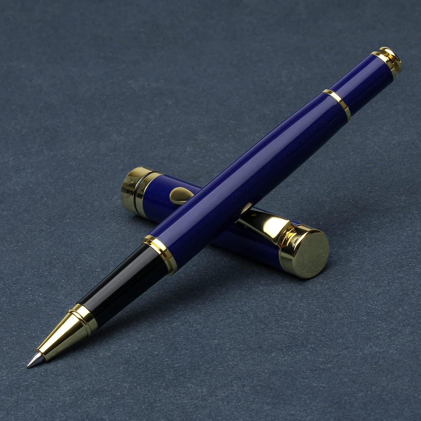 YIVONKA Luxury Ballpoint Pens Best Ball Pen Gift Set for Men & Women Professional Executive Office Nice BallPens Classy Gift Box Ballpoint Black Refill Line width 0.5mm (Blue Gold)