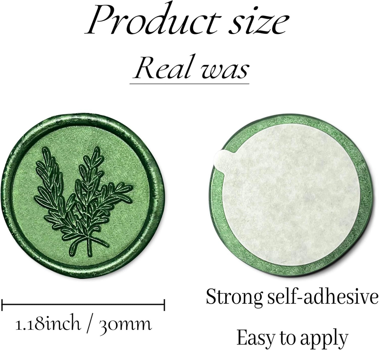 50Pcs Wax Seal Stickers Handmade Envelope Seals Self Adhesive Wax Stickers for Wedding Party Invitations, Envelope, Gift Wrap, Christmas(Rosemary Style, Green)