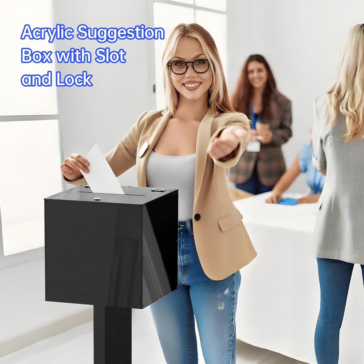 Acrylic Locking Donation Box with Stand and Wheels – Secure Suggestion Box for Fundraising, Voting, Charity Events, Schools & Churches