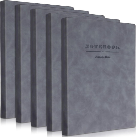 SATINIOR 5 Pack A4 Notebooks Large Journal 360 Pages Leather Softcover Hardcover Notebooks Thick Paper Lined Notepad for Office School Business Note Taking Writing, 8.5'' x 11''(Gray)