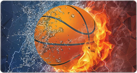 Basketball Extra Large Mouse Pad for Boys Men Desktop Gaming, 29.5" x 15.8" Cool Sports Style Extended Desk Mat with Stitched Edges and Non-Slip Base, Water Resist Desk Pad for Keyboard Laptop