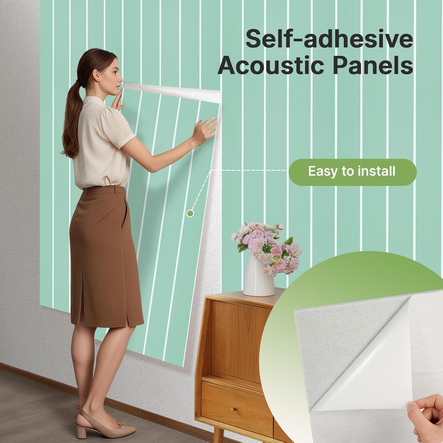 Acoustic 4 Pack Soundproofing UV Print Panels, 47.2” x 23.6” x 0.4” Adhesive Noise Dampening Wall Panels for Home Studio, Office, Gaming Room, and Theater(Green)