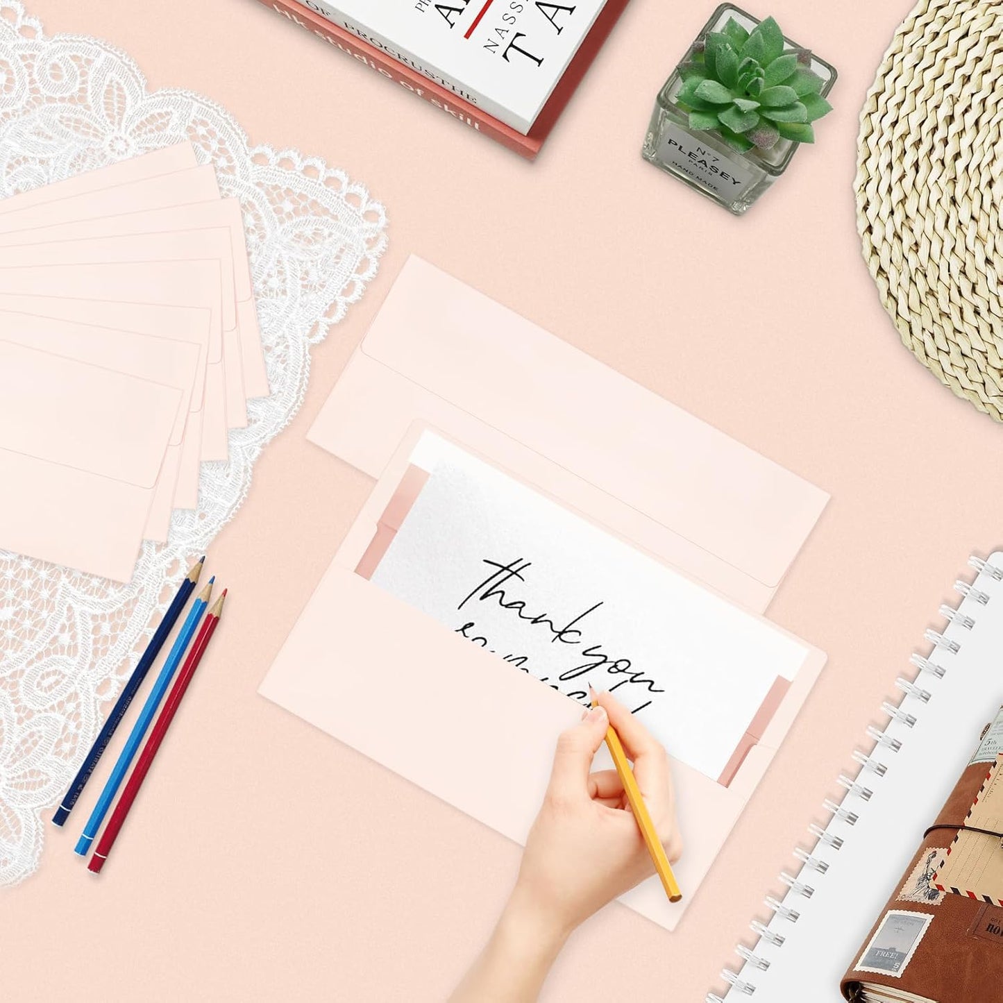 200 Pack #10 Blush Pink Business Envelopes with Metallic Rose Gold Foil Lining, Standard Letter Size Mailing Envelopes Self Seal for Checks Invoices Party Birthday Wedding, 4 1/8 x 9 1/2 Inch