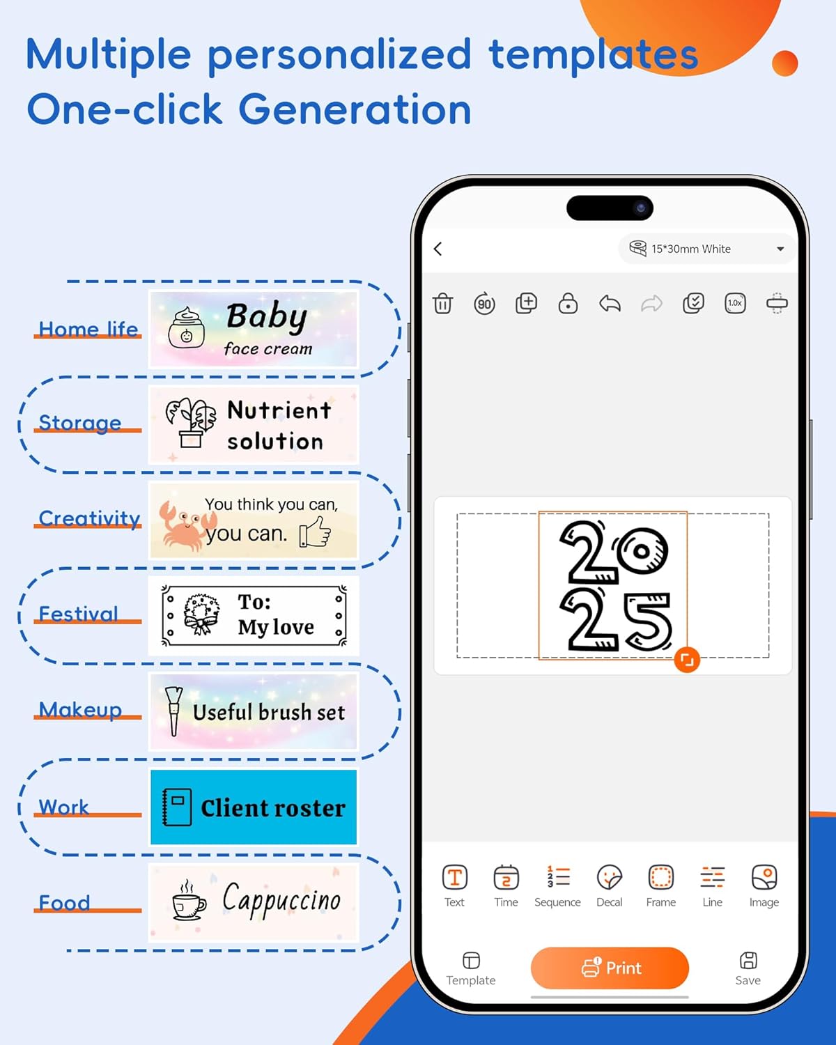Label Maker Machine with Tape, D11s Bluetooth Label Maker Waterproof Labels, Portable Mini Label Printer with Various Templates for Home Office School, White
