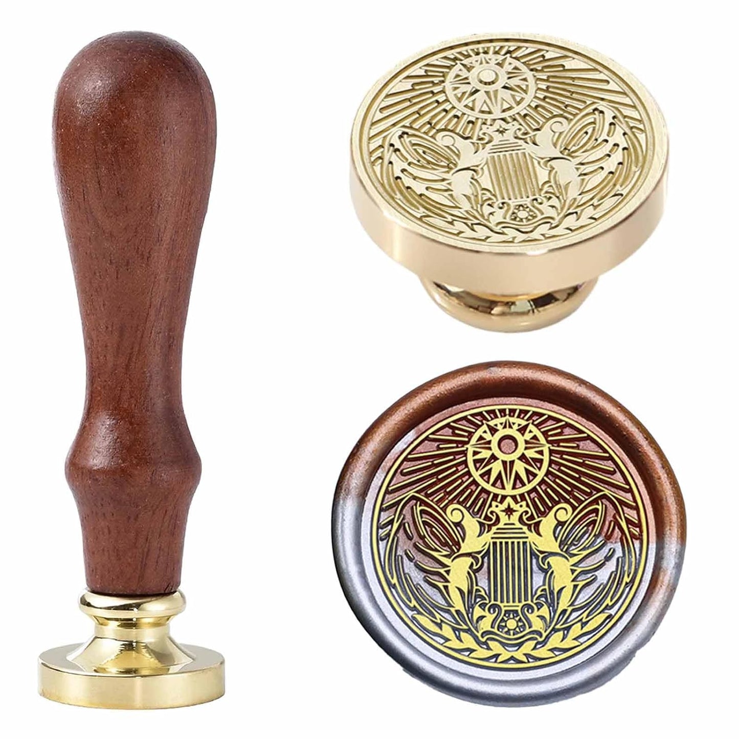 Lyra Wax Seal Stamp - Ancient Greek Sun God Sealed Stamp,1.18 Inch/30mm Apollo Brass Sealing Stamp for Envelopes,Letters,Handicraft DIY and Scrapbooks