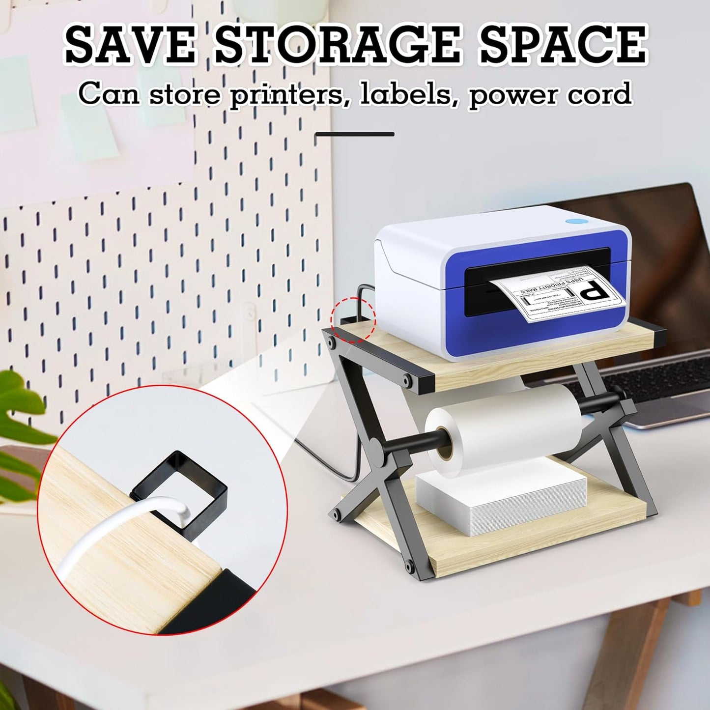 Label Holder for Rolls and Fan-Fold Labels, Shipping Thermal Label Holder for Thermal Printer, Desktop Label Printer Accessory Supplies for Home, Office, Small Business