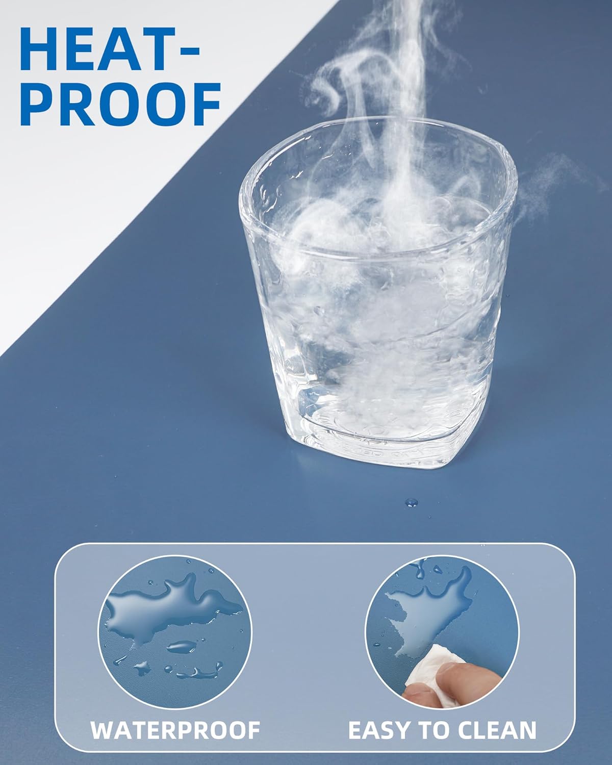 Leather Desk Pad Blotter,Mouse Pad,Office Desk Mat, Non-Slip PU Leather Desk mat,Large Desk mat,Waterproof Keyboard mat for Office/Home/Decor (Grey Blue,35" x 17")