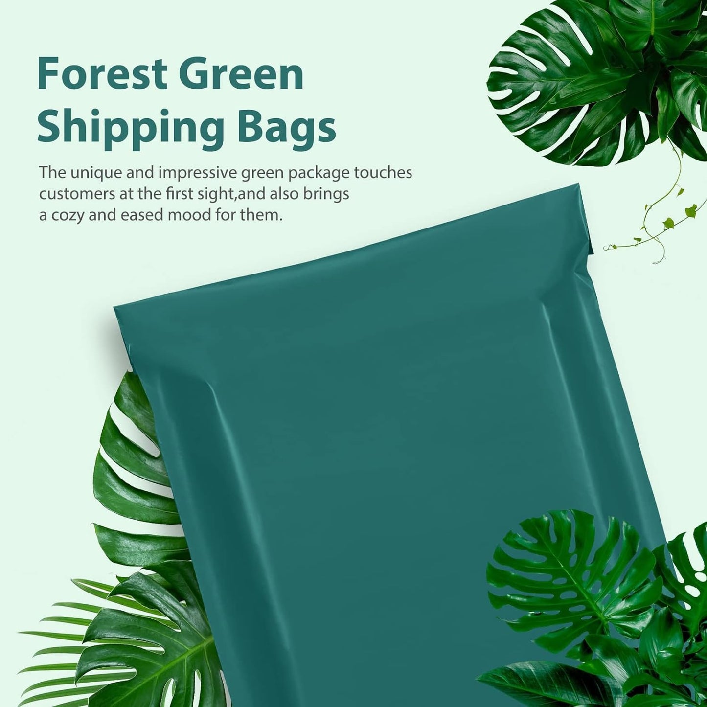 Fuxury Poly Mailers 12x15.5 Inch 100 Pcs, Waterproof Shipping Bags for Clothing, Strong Adhesive Shipping Envelopes for Small Business, Self Seal Mailers Poly Bags Mailing Envelopes Forest Green