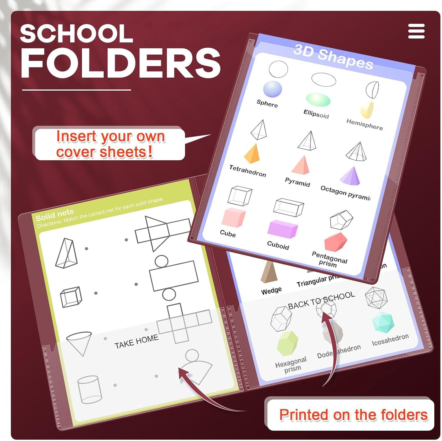 Henoyso 72 Pcs Plastic Take Home Folders with 2 Pockets Parent Teacher Classroom Communication Homework Folder for Students Parent Teacher Connect (Dark Red)