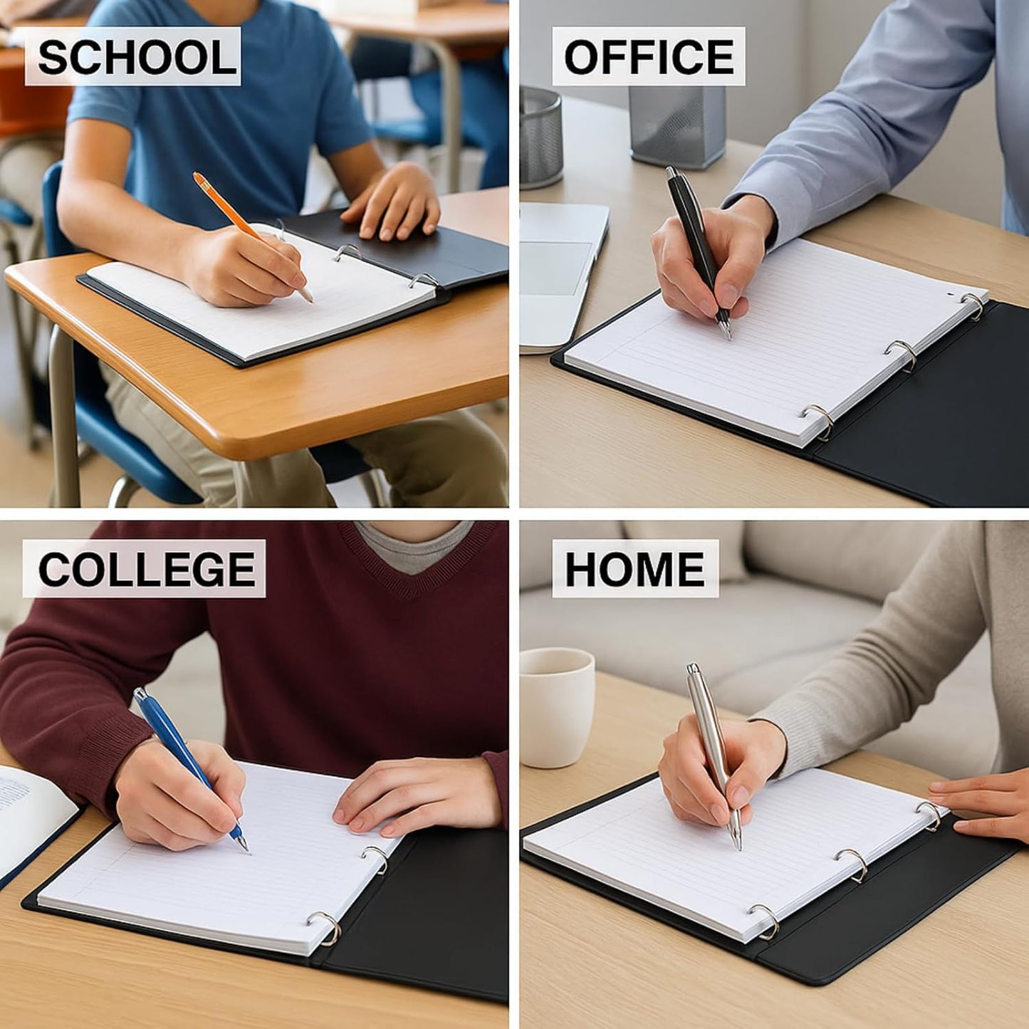 Loose Leaf Notebook Paper, 8"x10-1/2" Wide Ruled Lined Paper, Bulk Filler Paper, 3 Hole Punched For 3 Ring Binder, 150 Sheets/Pack, 24PK Per Carton, 3600 Sheets, Made In USA