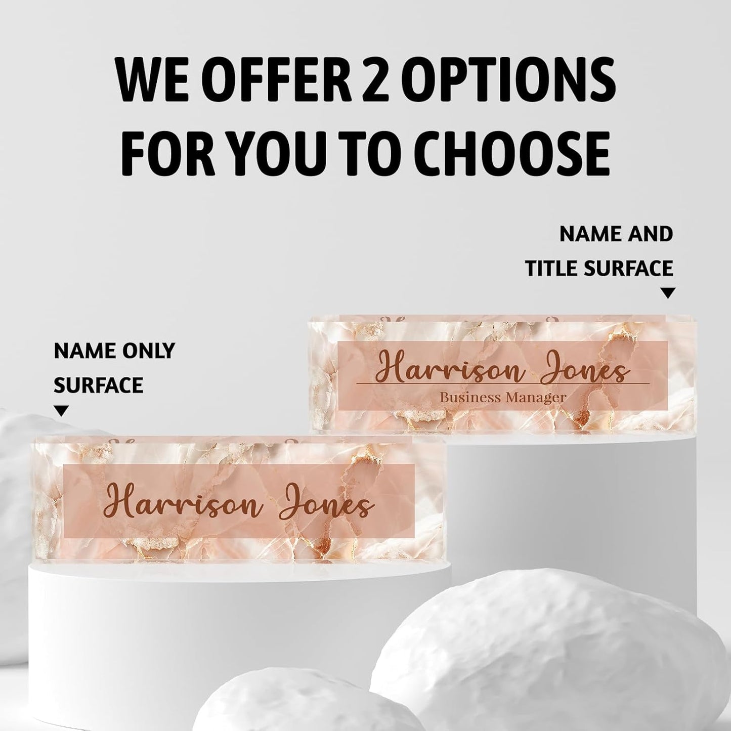 Personalized Name Plate for Desk, Custom Desk Name Plate, Acrylic Name Plate Office Desk Accessories, Personalized Office Gifts for Coworkers Teachers, Employee Appreciation Gifts (B-Pink Flowing)