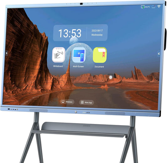Smart Board, 65 Inch All in One Interactive Whiteboard with 4K UHD Touch Screen Flat Panel, Digital Electronic Whiteboard Built in Dual System and 16MP Camera for Classroom (65)
