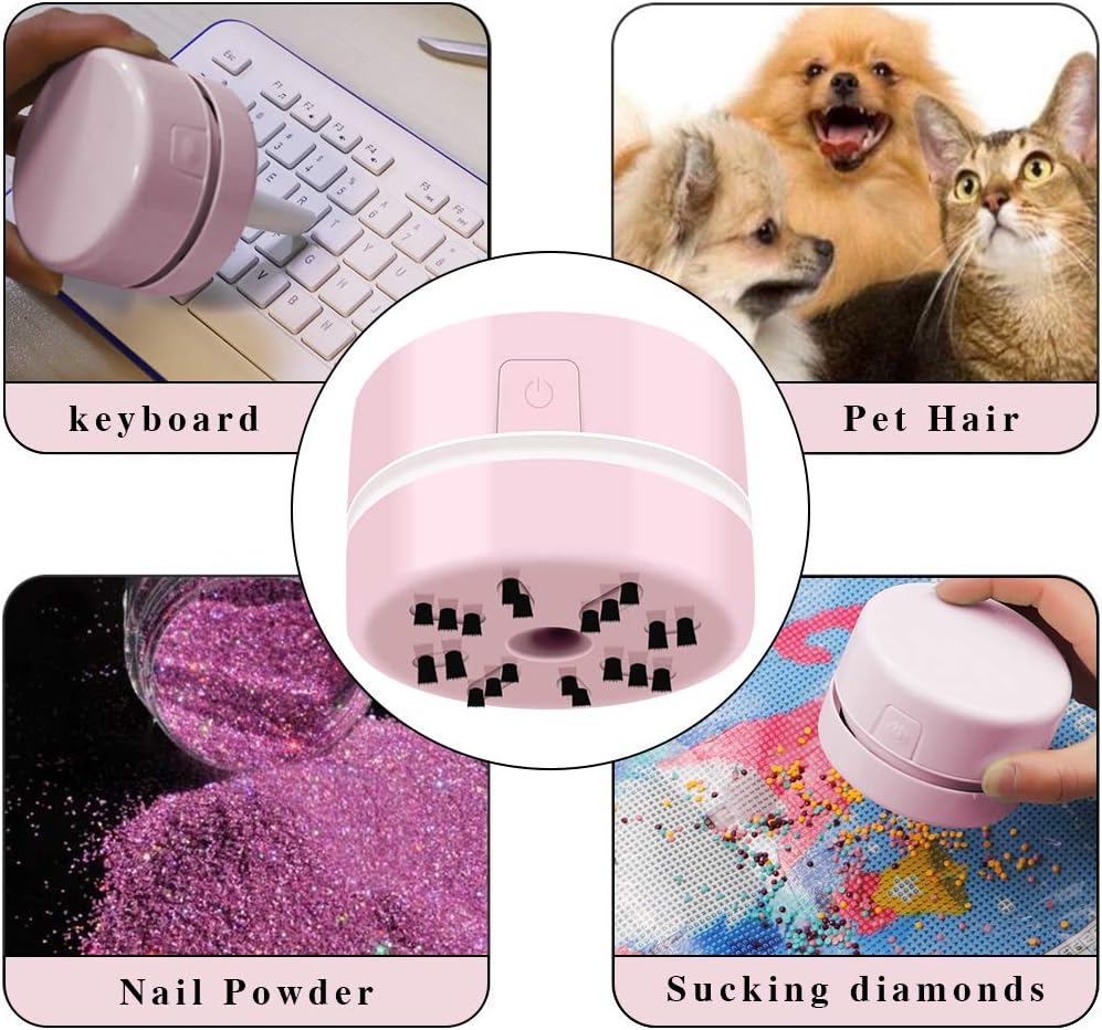 BLOCE Diamond Tools, Diamond Accessories for Diamonds, Desk Accessories Hand-Held Vacuum Cleaner, Desk Vacuum Cleaner Mini (Pink)
