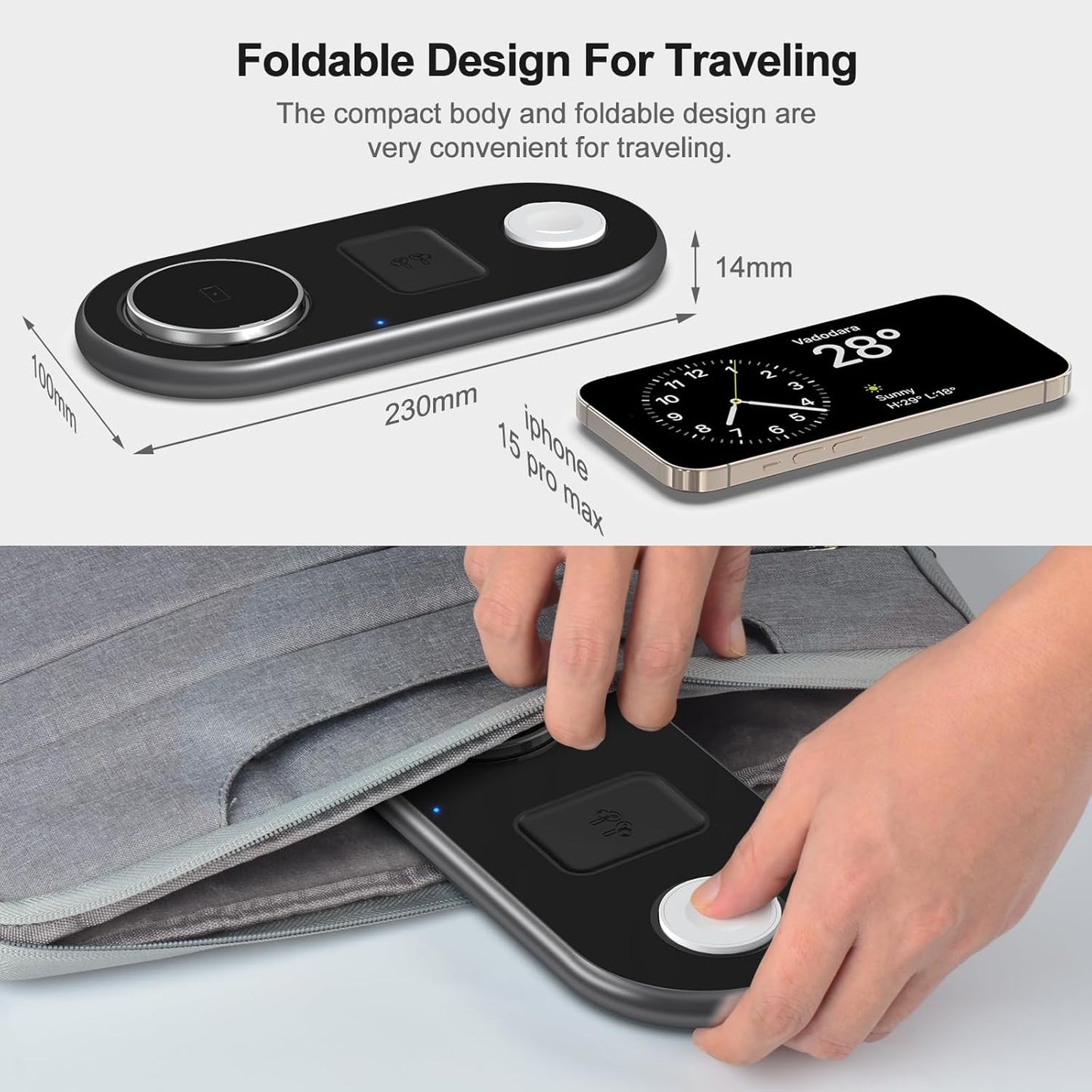 3 in 1 Charging Station for Apple Devices, Faster Mag-Safe Charger Stand, Magnetic Wireless Charger Station for iPhone 16 15 14 13 12 Series, for iWatch Ultra 10 9 8 7 SE 6 5 4 3, for AirPods (Black)