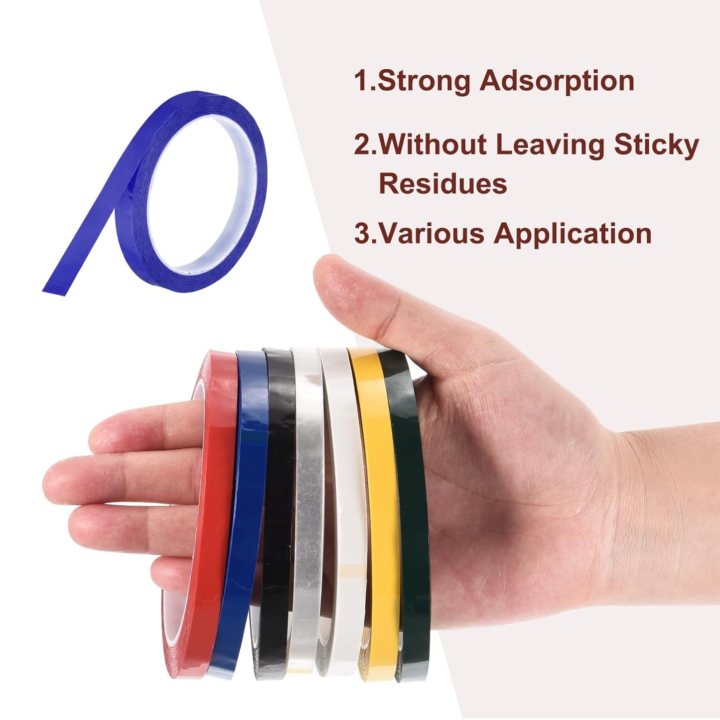 MECCANIXITY 10 Rolls Whiteboard Tape Graphic Chart Tape 15mm 54.7 Yard Art Tape Thin Self-Adhesive Pinstripe Tape Masking Tape for Gift Wrapping Craft Supplies, Blue