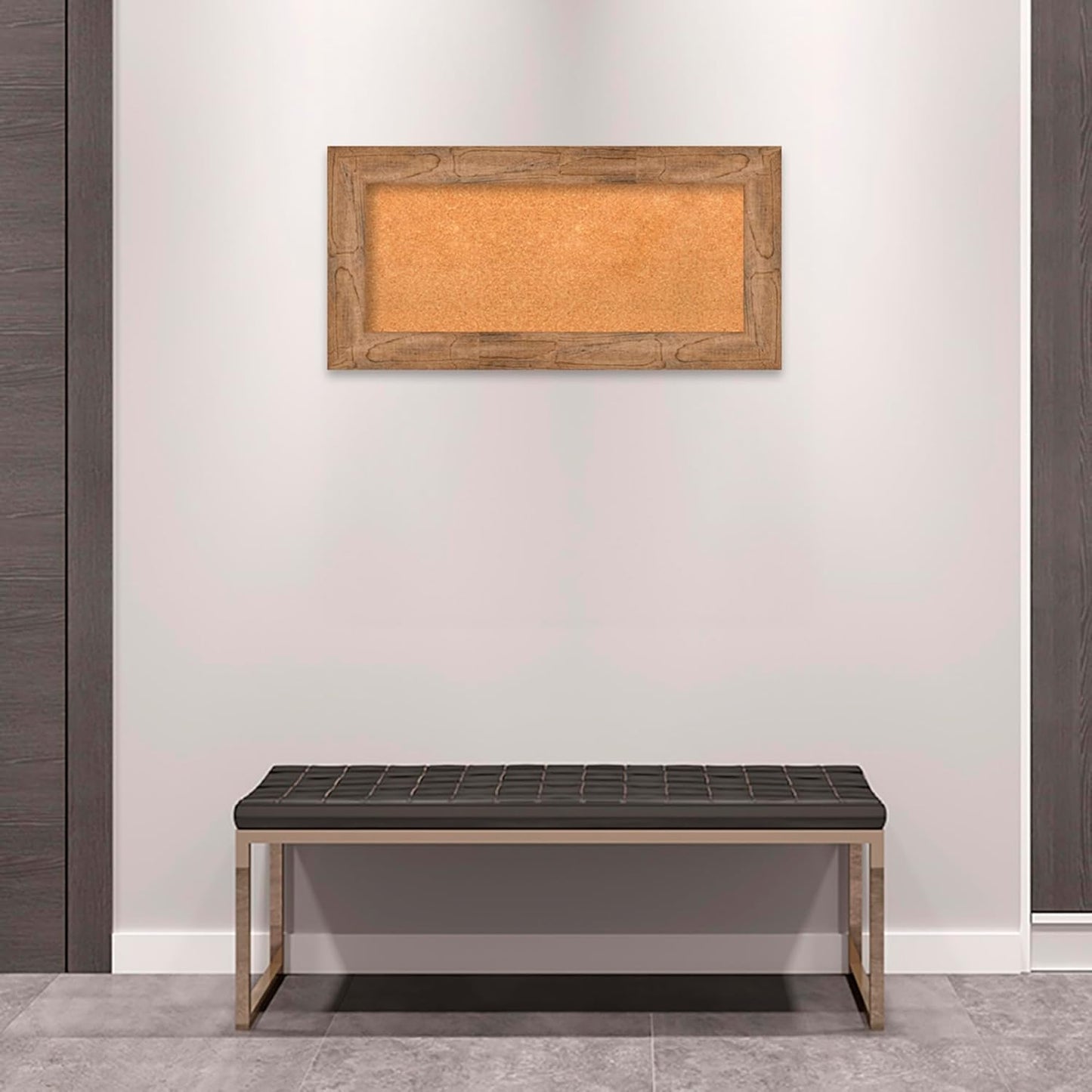 Amanti Art Natural Cork Board for Wall, 18x36 Vision Board with Brown Wood Frame, Medium Corkboard Office Decor for Home Organization, Country Rustic Corkboard Pinboard to Display Items for Home