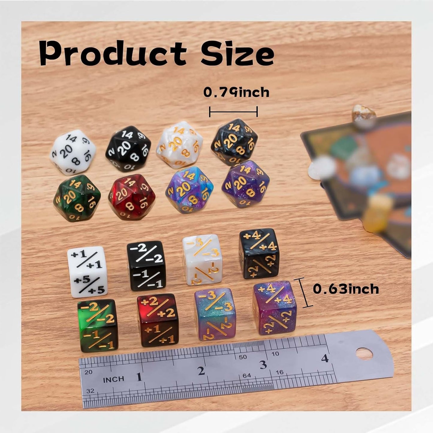 56 Pieces MTG Counter Dice Set in 8 Colors, 48 Pieces Life Counters Tokens Dice Set and 8 Pieces D20 for MTG, TCG, Cards Gaming Accessories