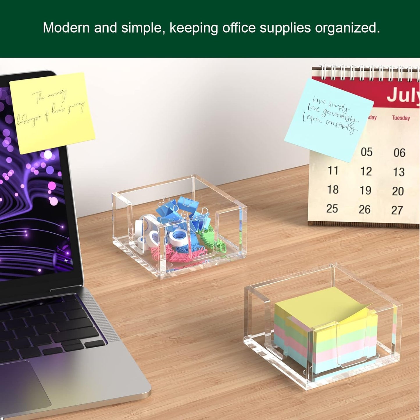 Acrylic Sticky Note Holder, Self-Stick Note Pad Holder W/O Pads - Note Dispenser Memo Pad Holder Desk Organizer for School Office Home (3''x3'' Clear)