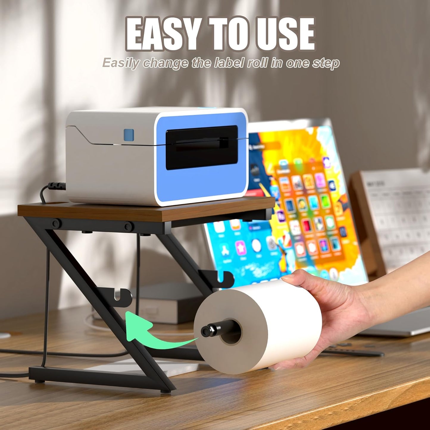 Label Holder for Rolls and Fan-fold Labels, Shipping Thermal Label Holder for Desktop Thermal Printer, Thermal Printer Accessory Supplies for Home, Office, Small Business