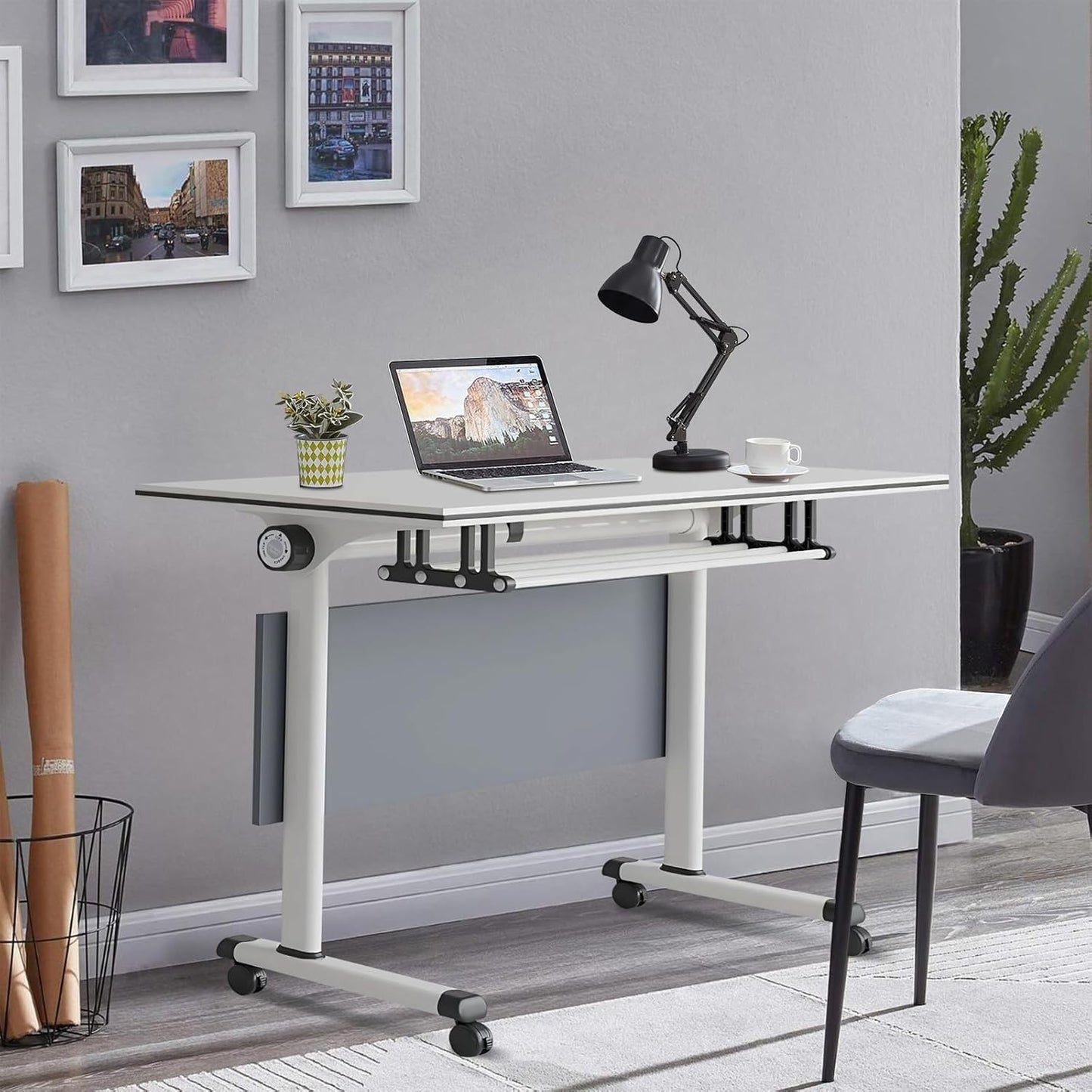 Conference Table,Folding Conference Tables Modern White Conference Room Table with Wheels, 2-10 Persons,for Office, Meeting Room (2, 1619YH, 61IN)