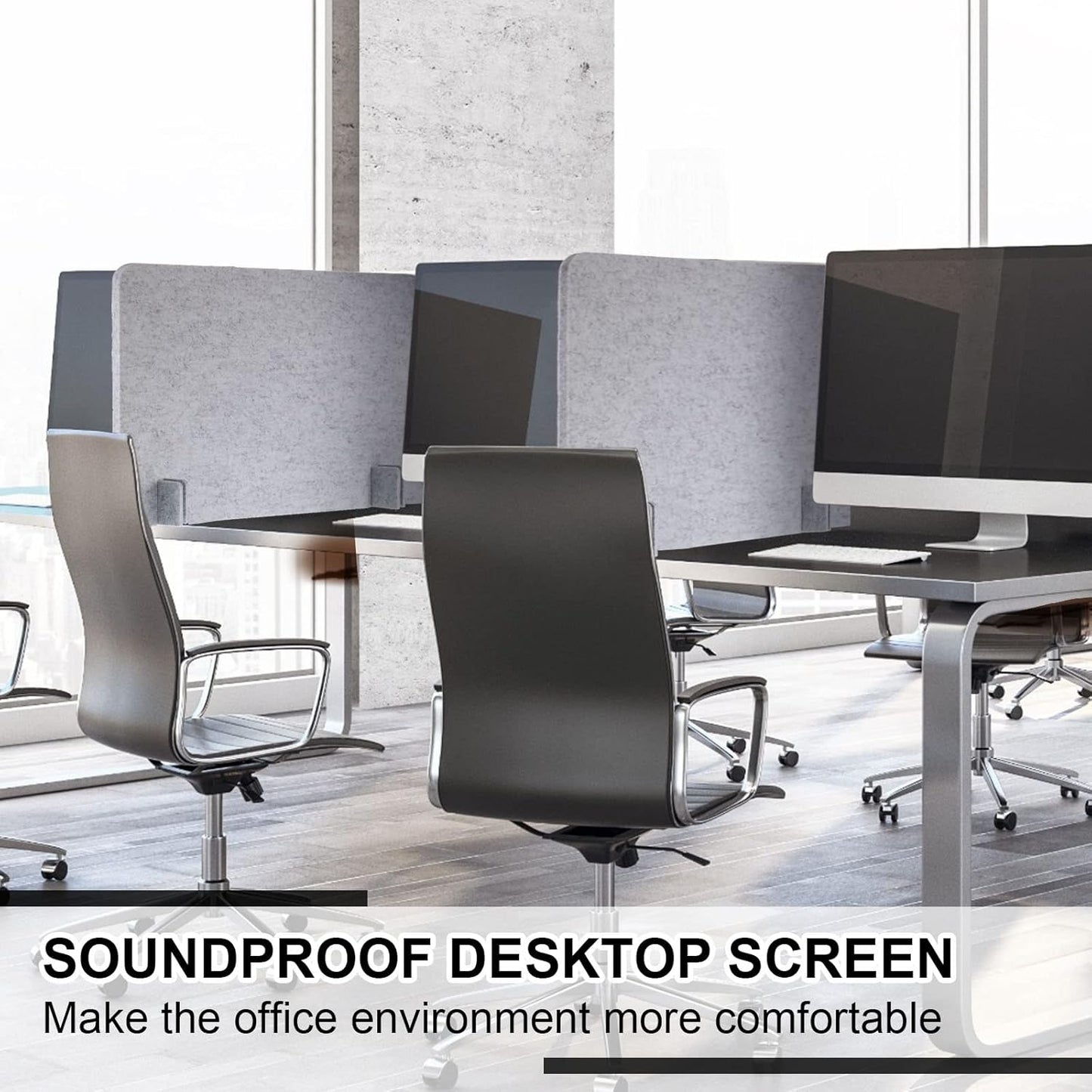 4 Pack Acoustic Desk Divider Desk Partition - Freestanding Privacy Panel 16 x 24 Inches Noise Reducing Partition for Office Table Standing Student Study Reception Area(Silver Gray)