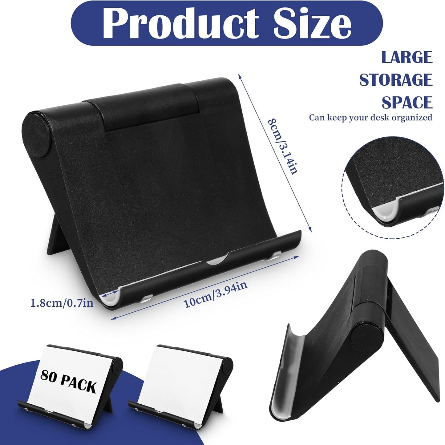 80 Pieces Business Card Holder Display Bulk Black Plastic Stand Name Holder Stand Organizer for Desk Office Supplies