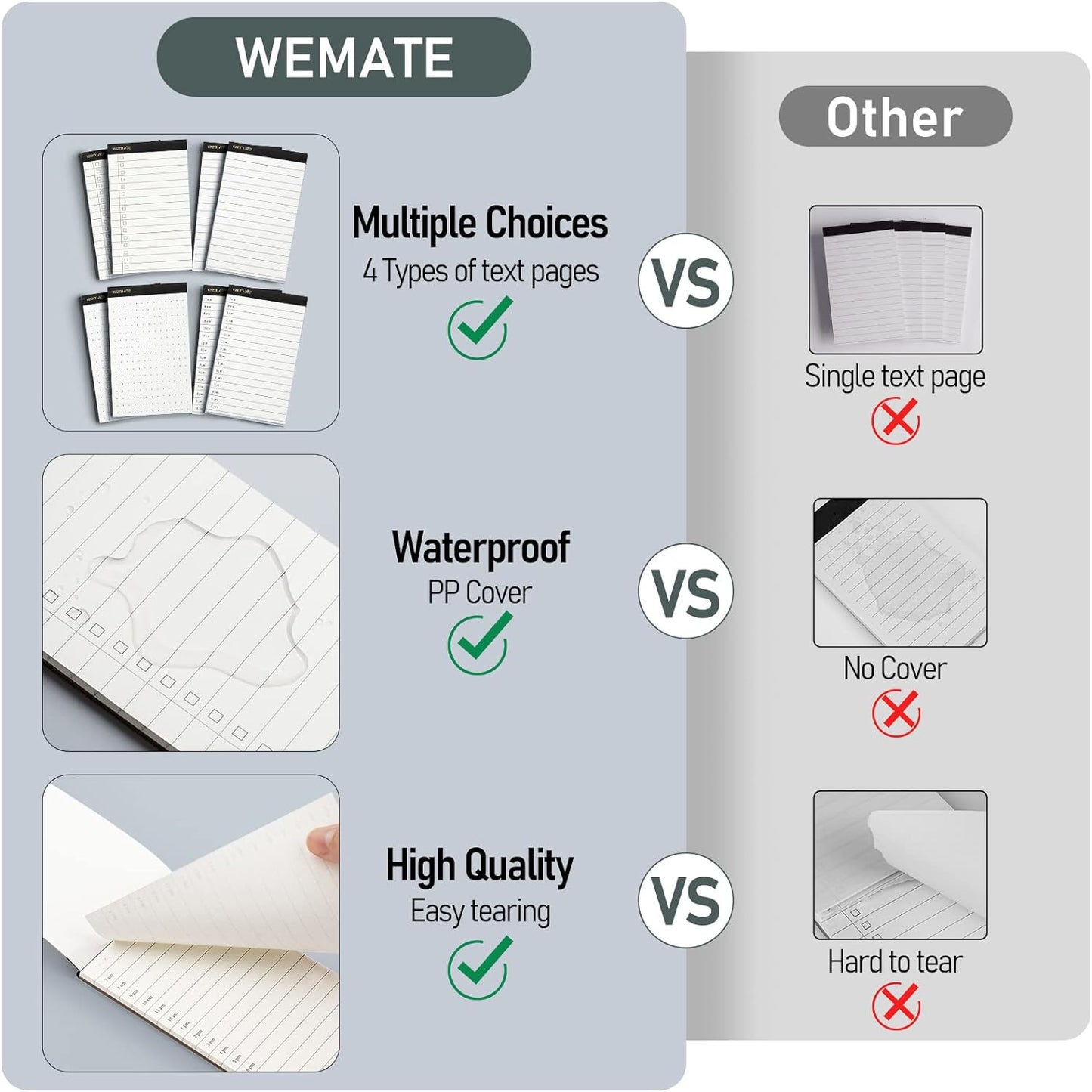 WEMATE 10 Pieces Notepad Holder Set Pocket Notebook - Included Mini Pocket Notepad Holder Set with 8 Memo Book Refills and Metal Pen for Meetings, Daily Records, and Notes 3 x 5 Inch (Brown)