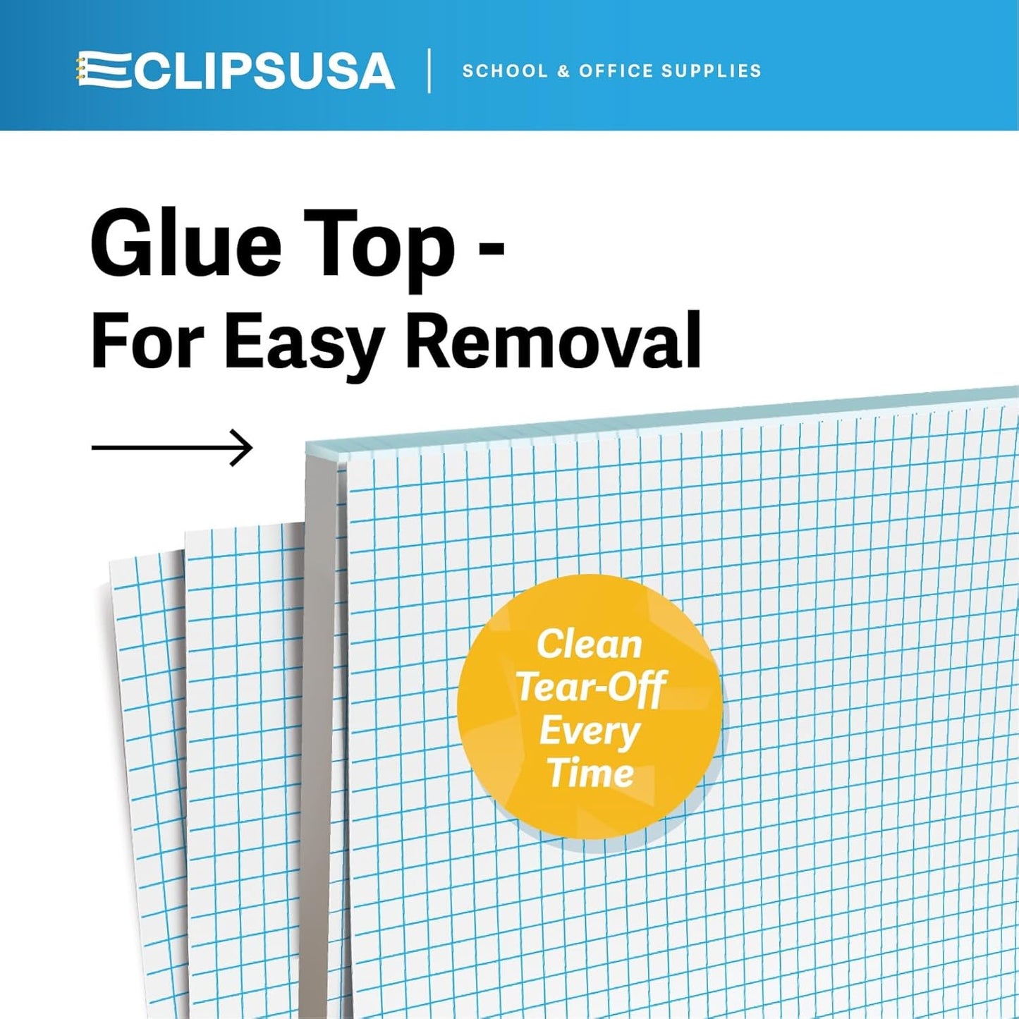 E-CLIPS USA Graph Paper Pad, Graph Paper Notebook, 4 x 4 An Inch Quad Ruled Graph Paper Pad, Graph Paper Pads 8.5 x 11, Drafting Paper, 50 Sheets Per Pad (6 Pack)