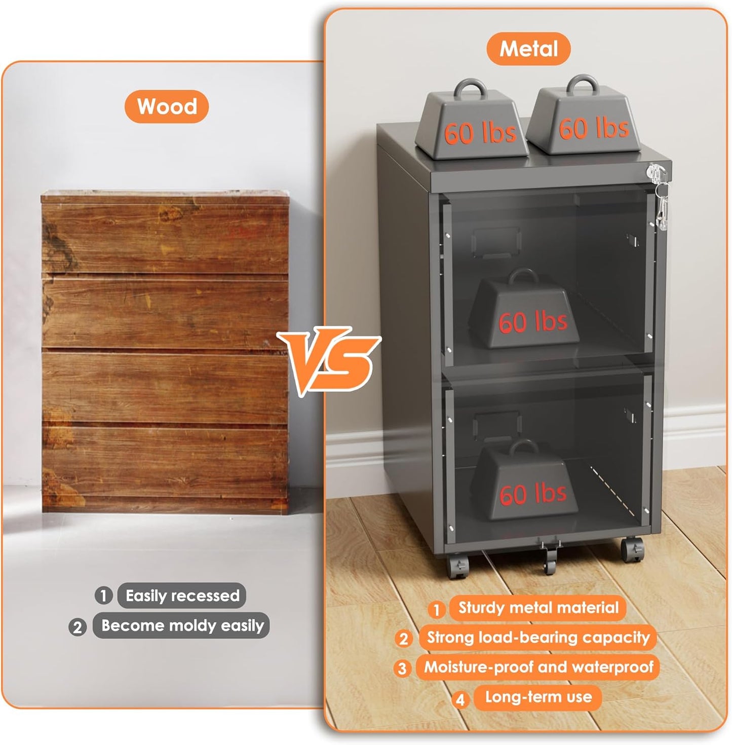 METAN 2 Drawer Vertical File Cabinet with Lock, Mobile Metal Filing Cabinet for Legal/Letter Size, Office Storage File Cabinet Under Desk with Card Holder,Assembly Required, Black