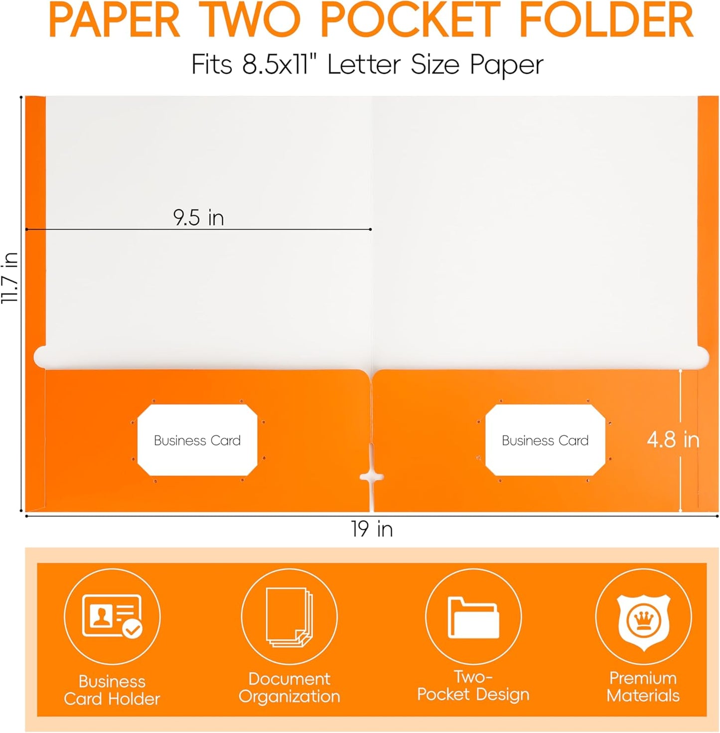 50 Pack Folders with Pockets, Pocket Folders Fit Letter Size Paper, with Business Card Slot, 2-Pocket Folder for School Office Home Business