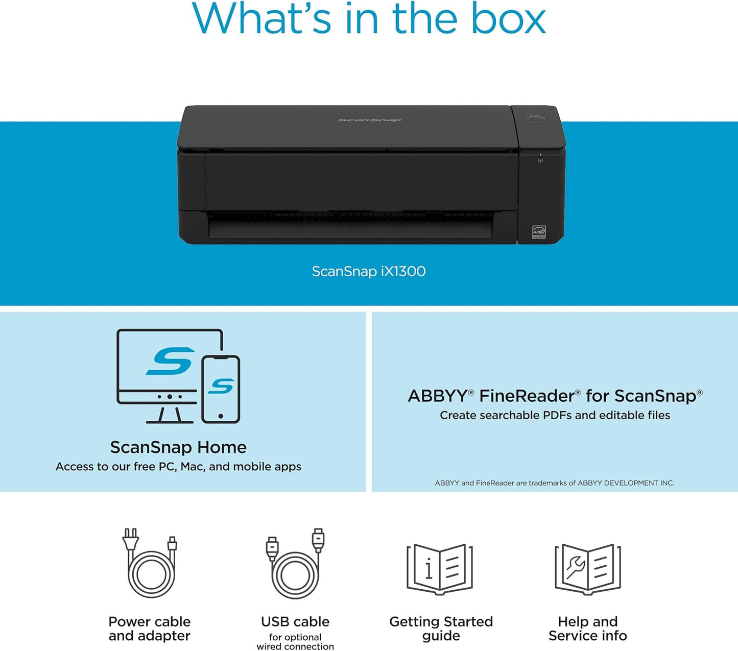 ScanSnap iX1300 Compact Wireless or USB Double-Sided Color Document, Photo & Receipt Scanner with Auto Document Feeder and Manual Feeder for Mac or PC, Black