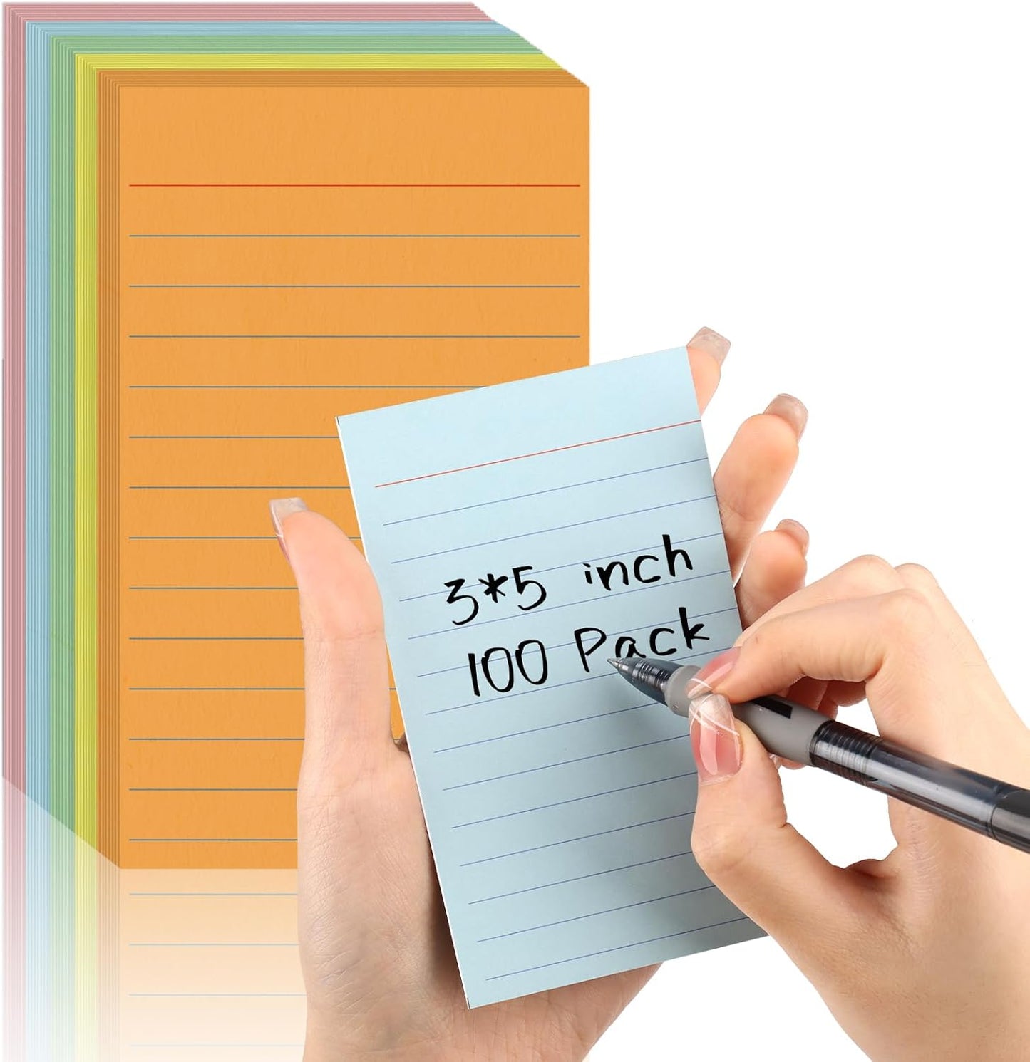 100 Pcs Colored Ruled Index Cards 3x5 Vertical Index Cards Notecards To Do List Cards Mini Memo Pad Daily to Do List Notepad Study Cards Double Sided Flashcards For Studying Note Taking
