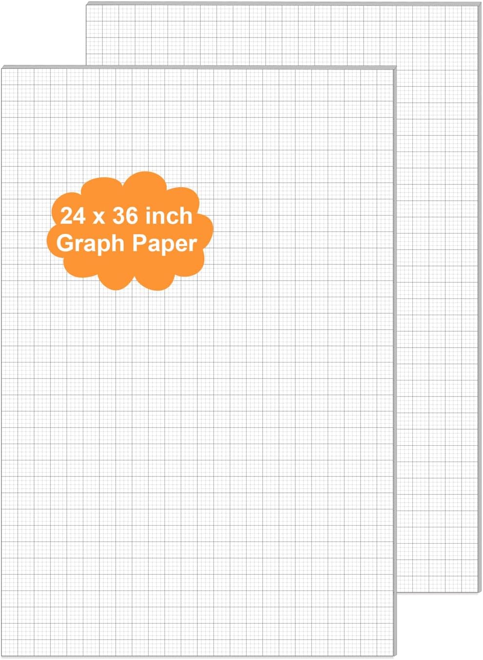 (2-Pack) Graph Paper Pad - 36" x 24" Large Graph Paper, 60 Sheets/120 Pages, 4"x4" Ruled Grid Paper for Engineer Architect Designer Mathematician Draftsmen Sketch House Commercial