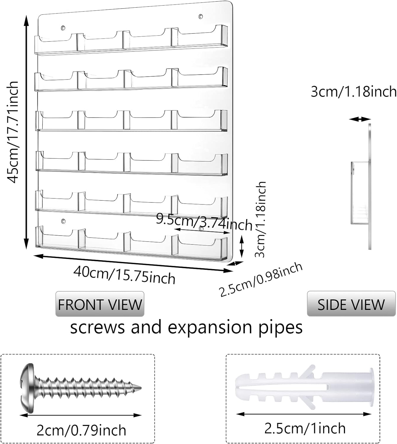 Lincia 2 Pieces Acrylic Business Card Holder Wall Mount Clear Sticker Display Rack Multiple Clear Acrylic Card Organizer Sticker Display Stand Pre Drilled Index Card Storage (24 Pockets)