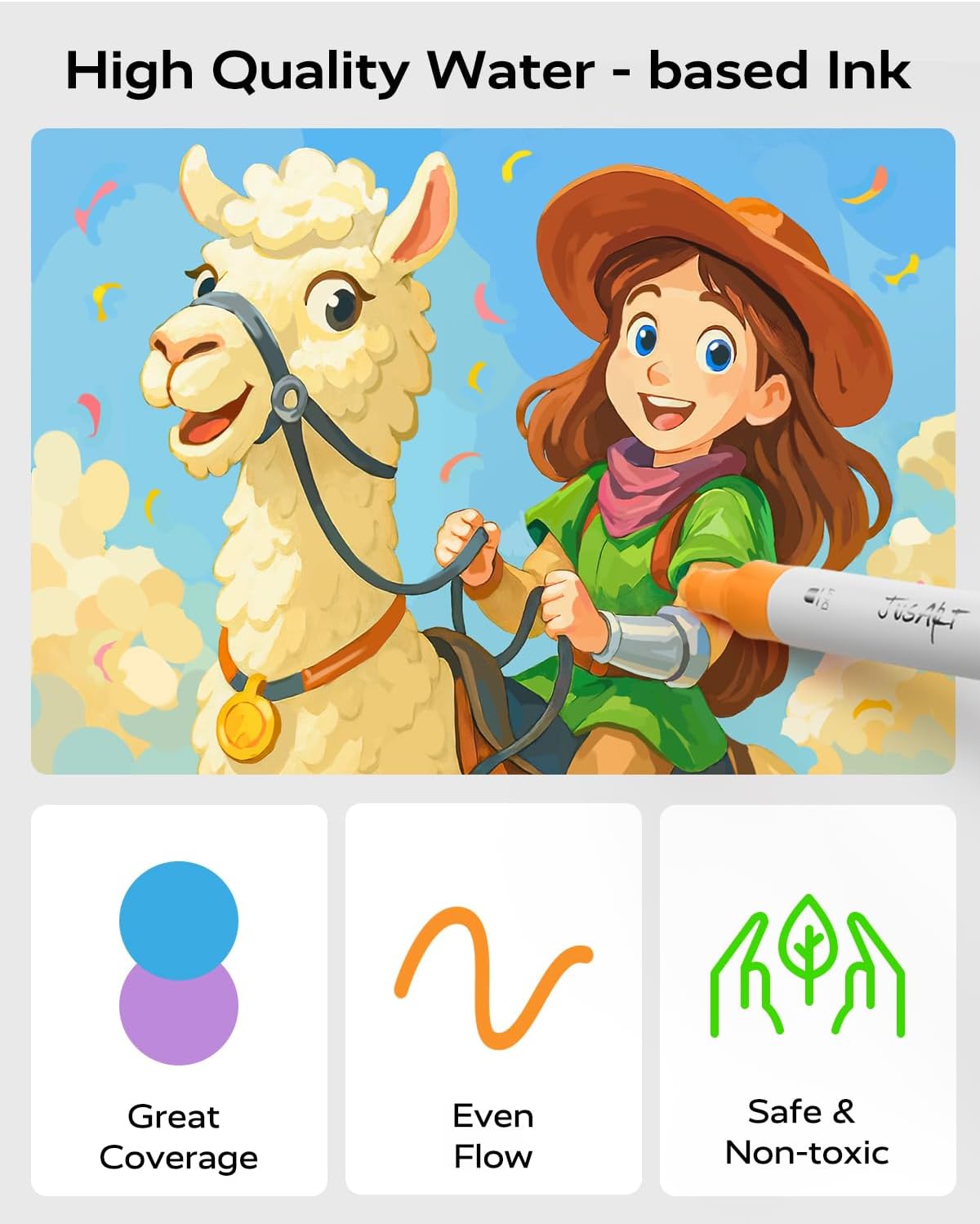 JusArt 24 Colors Dual Tip Acrylic Paint Markers with Dot and Fine Tip, No-Bleed Paint Pens and Waterproof Markers for Rock, Wood, Glass, Ceramic - Vibrant Art Supplies for Kids, Beginners & Artists