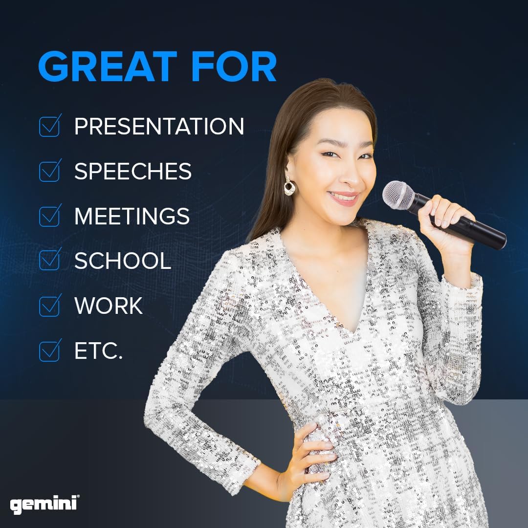 Gemini Sound UHF-01M F3 - Premium Handheld Wireless Microphone with Dynamic Range, Ideal for Stage Performances, Conferences, and Events