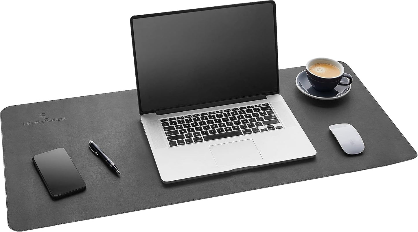 Gallaway Leather Desk Mat,Desk Writing Pad - Office Desk Pad, Large 36" x 17" Gray, Desk Mats on Top of Desks, Gift Ready Elegant Computer Desk Mat Desk Cover Desk Pad Protector PU Leather
