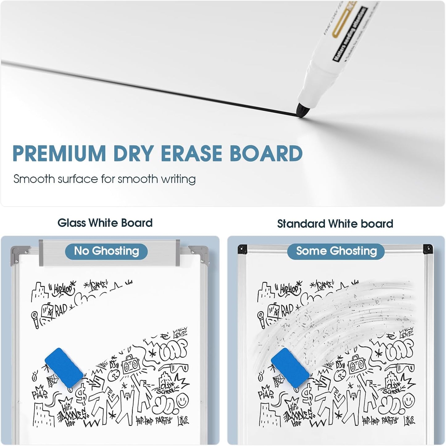 MaxGear Easel Whiteboard 36" x 24" Magnetic Portable Dry Erase Board, Foldable Double-Sided White Board with Stand Height Adjustable for Flip Chart Home Office School